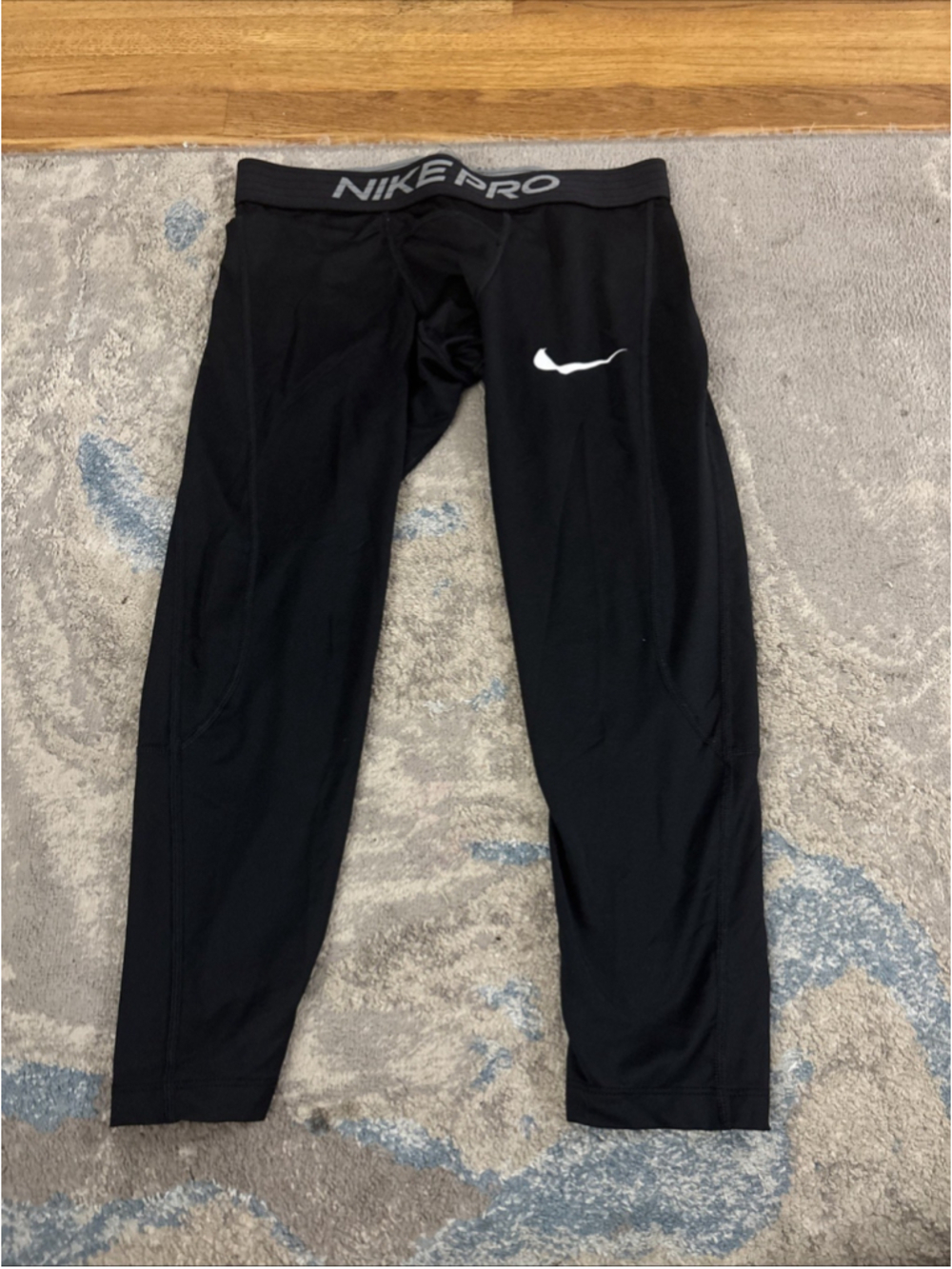 Nike Pro Tight Fit Fitness Leggings Black With Swoosh Size Large